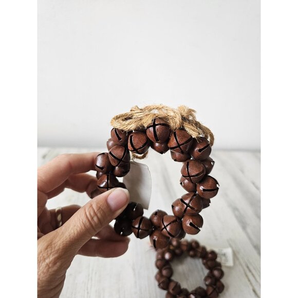 Bell wreath ornament set living quarters Xmas country folk tree - Picture 3 of 8